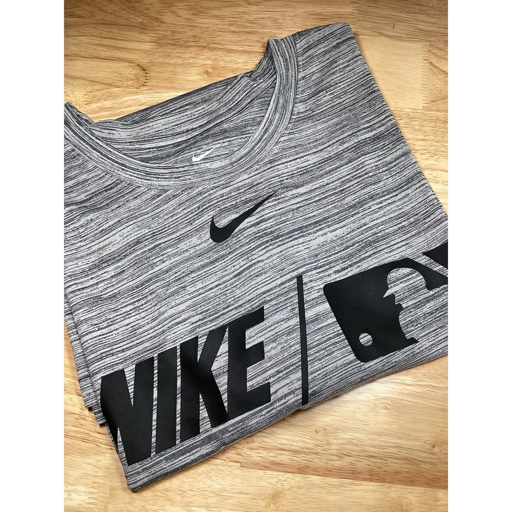 Men's Nike MLB Baseball Logo Short Sleeved Performance Tee Gray/black XL